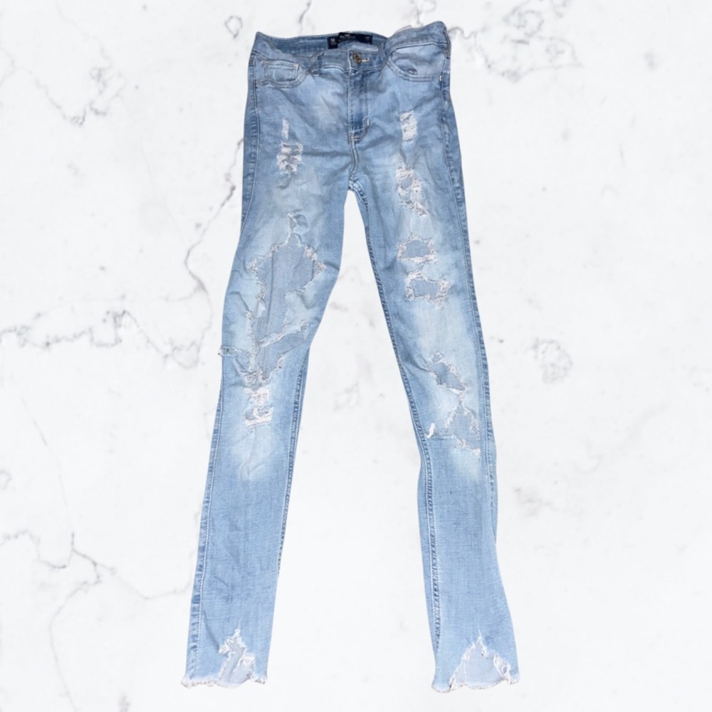 Ripped high rise hollister jeans